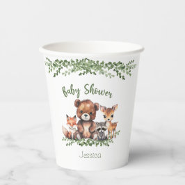 WOODLAND ANIMALS WATERVERF BABY SHOWER PAPIEREN BEKERS
