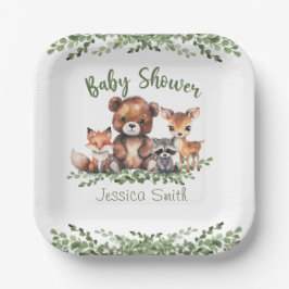 WOODLAND ANIMALS WATERVERF BABY SHOWER PAPIEREN BORDJE