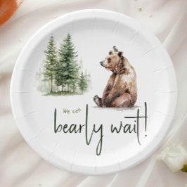 Woodland Animals "We Can Bearly Wait" Baby shower Papieren Bordje