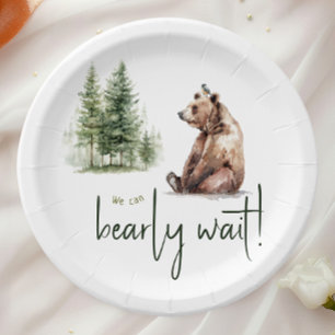 Woodland Animals "We Can Bearly Wait" Baby shower Papieren Bordje