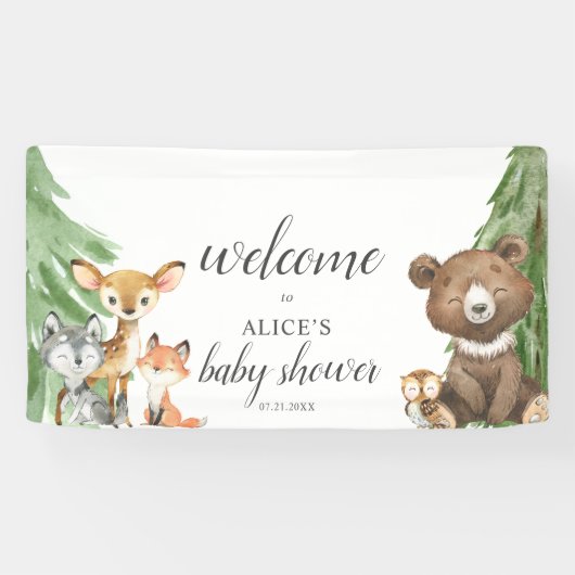 Woodland Animals Welcome Baby shower Banner (Horizontaal)