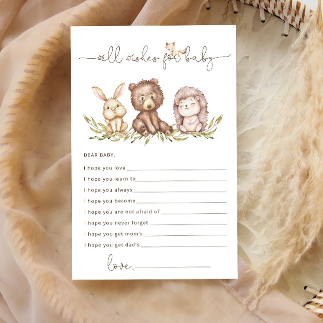 Woodland Animals Well Wishes voor Baby shower Kaar (Creator heeft geüpload)