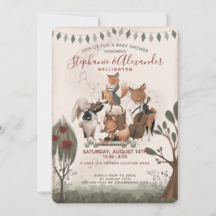 Woodland Animals Whimsical Waterverf Baby shower Kaart