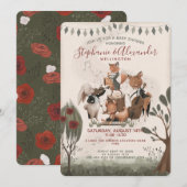 Woodland Animals Whimsical Waterverf Baby shower Kaart (Voorkant / Achterkant)