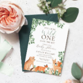 Woodland Animals White Baby shower Invitation Kaart