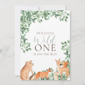 Woodland Animals White Baby shower Invitation Kaart (Achterkant)