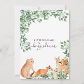Woodland Animals White Baby shower Invitation Kaart (Achterkant)
