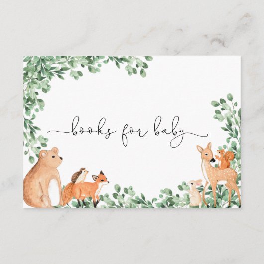 Woodland Animals White Books Request Insert Card Informatiekaartje (Achterkant)