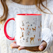 Woodland Animals White en Red Holiday Kerstmis Mok