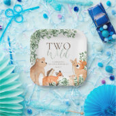 Woodland Animals White Twee wilde tweede verjaarda Papieren Bordje (Feest)