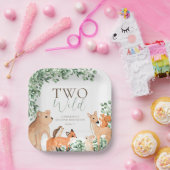Woodland Animals White Twee wilde tweede verjaarda Papieren Bordje (Feest)