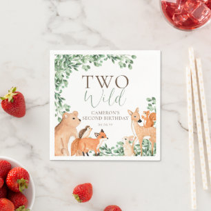 Woodland Animals White Twee wilde tweede verjaarda Servet