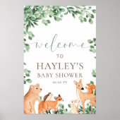 Woodland Animals White Welcome Sign Poster (Voorkant)
