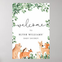 Woodland Animals White Welcome Sign