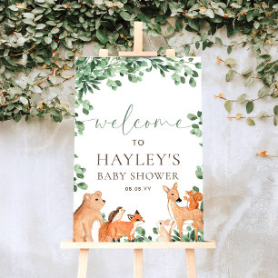 Woodland Animals White Welcome Sign Poster