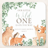 Woodland Animals White Wild One Baby shower Kartonnen Onderzetters (Voorkant)