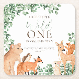 Woodland Animals White Wild One Baby shower Kartonnen Onderzetters