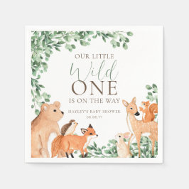 Woodland Animals White Wild One Baby shower Servet