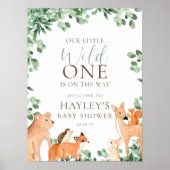Woodland Animals White Wild One Welkomstbord Poster (Voorkant)