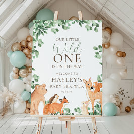 Woodland Animals White Wild One Welkomstbord Poster