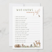 Woodland Animals Wie kent Mama Beste Spel Kaart (Voorkant)