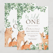 Woodland Animals Wild Een Eerste Verjaardag Kaart (Voorkant / Achterkant)