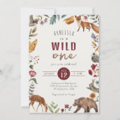 Woodland Animals Wild Een Eerste Verjaardag Kaart (Voorkant)