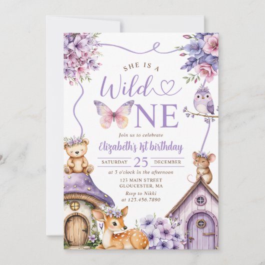 Woodland Animals Wild One 1st Birthday Kaart (Voorkant)