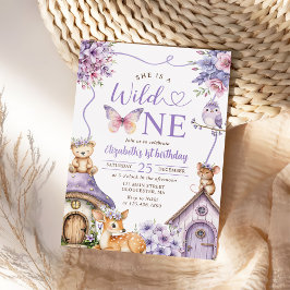 Woodland Animals Wild One 1st Birthday Kaart