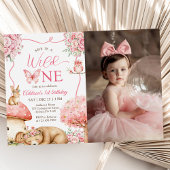 Woodland Animals Wild One 1st Birthday Photo Kaart
