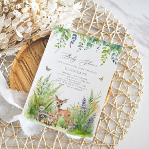 Woodland Animals Wild One Baby shower Kaart