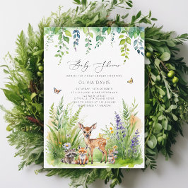 Woodland Animals Wild One Baby shower Kaart