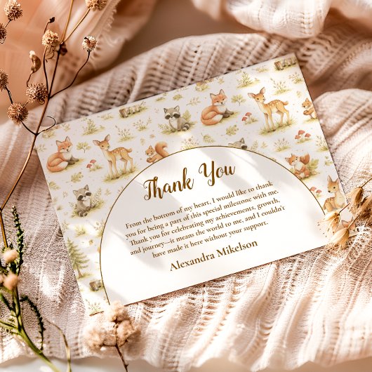 Woodland Animals Wild One Birthday Bedankkaart