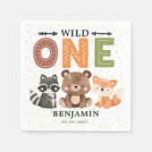 Woodland Animals Wild One Birthday Napkins Servet (Voorkant)