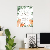 Woodland Animals Wild One First Birthday Welkom Poster (Thuiskantoor)