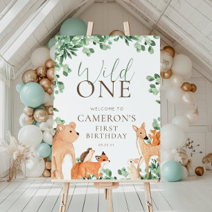 Woodland Animals Wild One First Birthday Welkom Poster