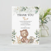 Woodland Animals Wild One Greenery Gold Birthday Bedankkaart (Staand voorkant)