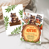 Woodland Animals Wild One Kids Verjaardag Kaart