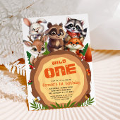 Woodland Animals Wild One Kids Verjaardag Kaart