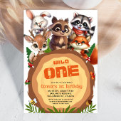 Woodland Animals Wild One Kids Verjaardag Kaart
