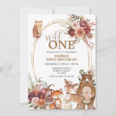 Woodland Animals Wild One Marsala 1st Birthday Kaart (Voorkant)