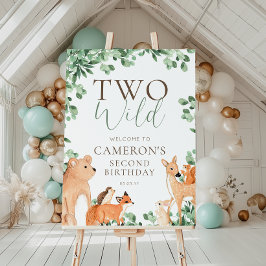 Woodland Animals Wild One Second Birthday Welkom Poster