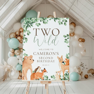 Woodland Animals Wild One Second Birthday Welkom Poster