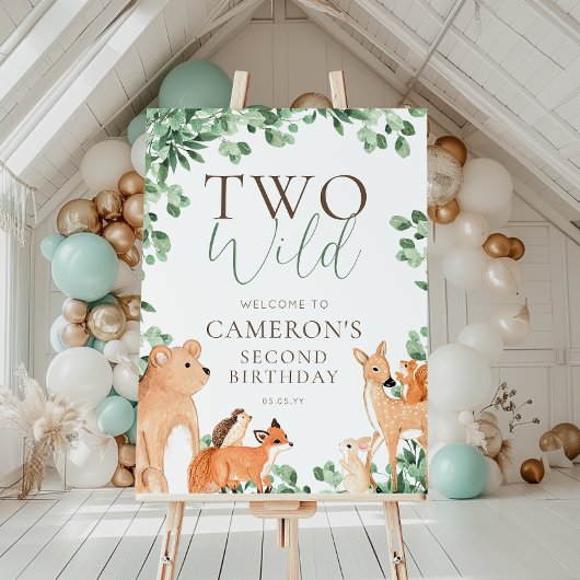 Woodland Animals Wild One Second Birthday Welkom Poster