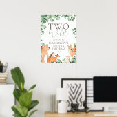 Woodland Animals Wild One Second Birthday Welkom Poster (Thuiskantoor)