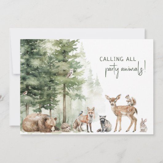 Woodland Animals "Wild & Onederful" Verjaardag voo Kaart (Achterkant)