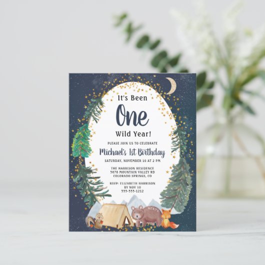 Woodland Animals Wilde 1 1e verjaardag (Staand voorkant)