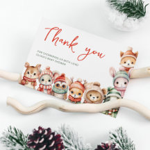 Woodland Animals Winter Baby shower bedankje