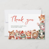 Woodland Animals Winter Baby shower bedankje Kaart (Voorkant)