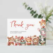 Woodland Animals Winter Baby shower bedankje Kaart (Staand voorkant)